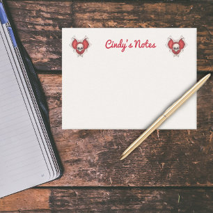Two Spooky Red Hearts with White Bones and Skulls Post-it Notes