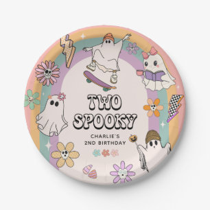 Two Spooky Retro Fun Halloween 2nd Birthday Party  Paper Plate