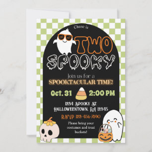 Two Spooky, Retro Theme 2nd Birthday Invitation