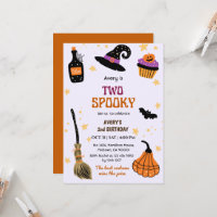 Two Spooky Witch hat broom Halloween 2nd Birthday