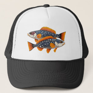 Two spotted fish trucker hat