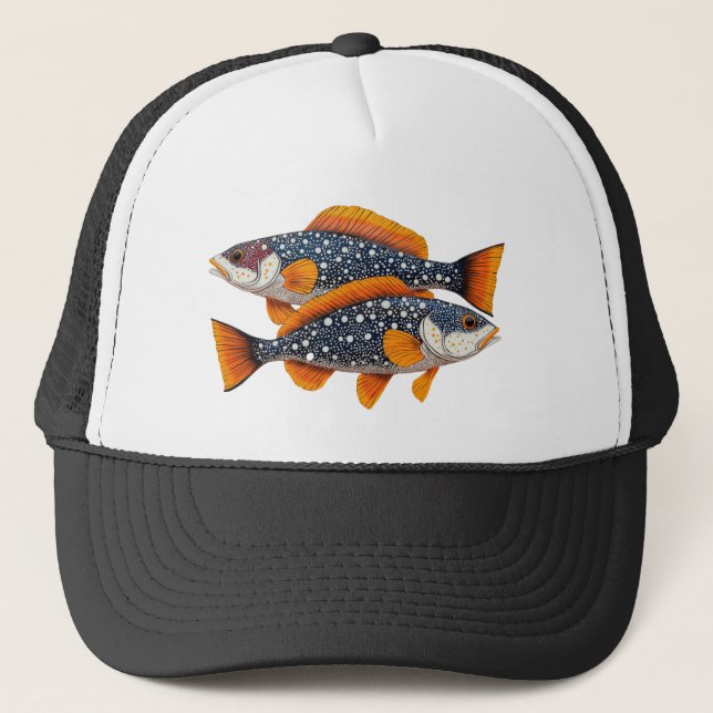 Two spotted fish trucker hat (Front)