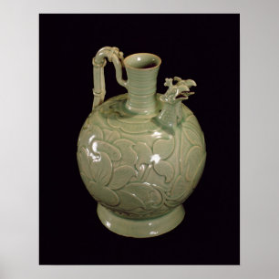 Two spouted jug with a leaf design poster