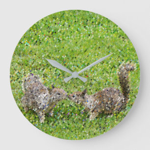 Two Squirrels Large Clock