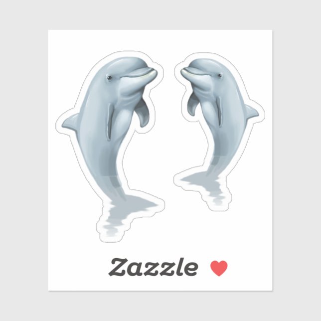 Two Standing Dolphins Shaped Stickers Sheet (Sheet)