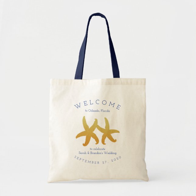 Two Starfish Destination Wedding Welcome Gift Tote (Front)