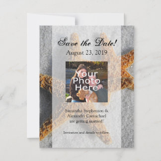 Two Starfish in the Sand, Beach Wedding Save The Date