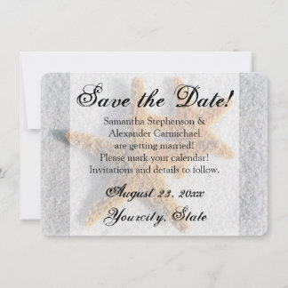 Two Starfish Sand, Beach Save the Date Invitation