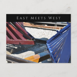 Two Steam Engines, East Meets West, Golden Spike Postcard