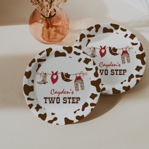 Two Step Rodeo Western Cowboy 2nd Birthday Paper Plate
