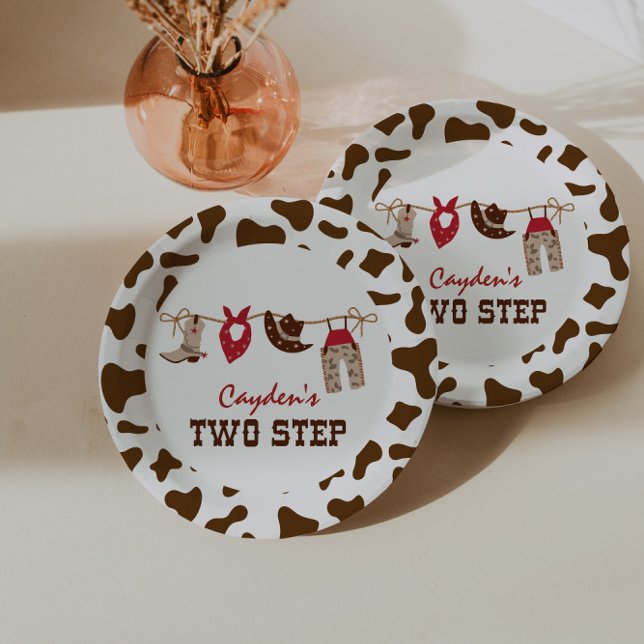 Two Step Rodeo Western Cowboy 2nd Birthday Paper Plate (Creator Uploaded)