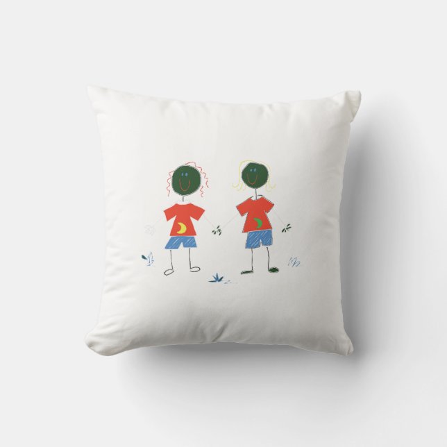 TWO STICK FIGURES. CUSHION (Front)