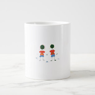 TWO STICK FIGURES. LARGE COFFEE MUG