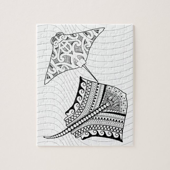Two Stingrays Adult Colouring Puzzle (Vertical)