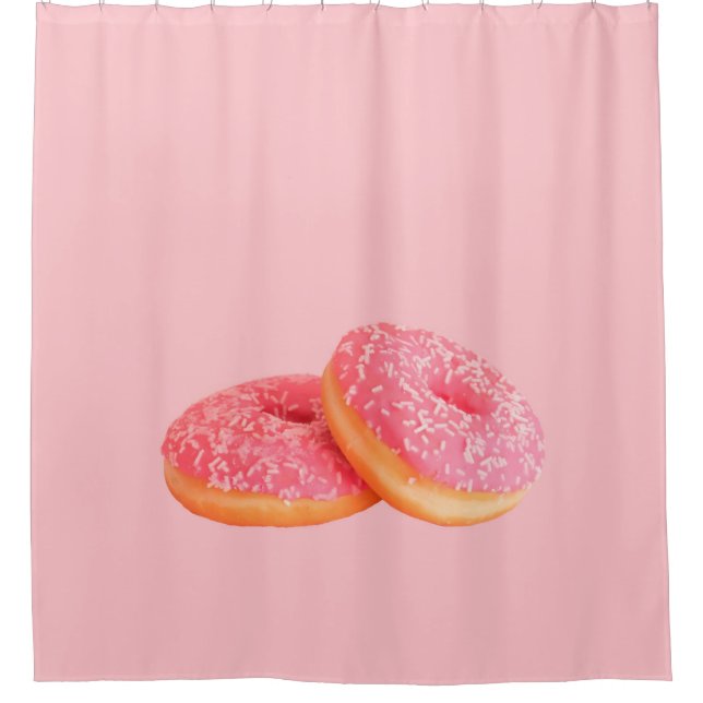 TWO STRAWBERRY DOUGHNUTS WITH SPRINKLES SHOWER CURTAIN (Front)