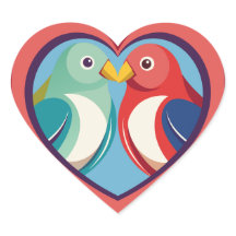 Two stylised birds forming a heart shape with thei