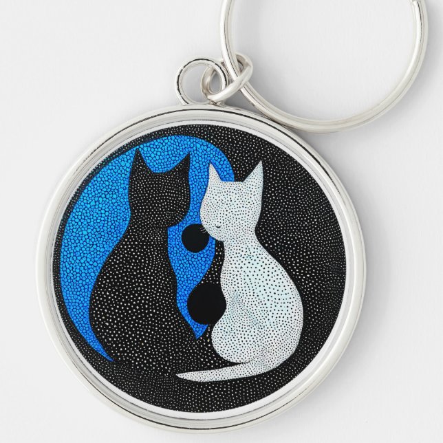 Two stylised cats key ring (Front)
