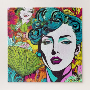Two stylised female faces jigsaw Puzzle
