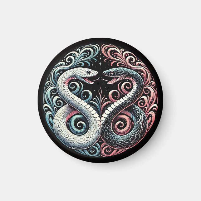 Two stylised snakes magnet (Front)