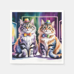 Two Stylish Cats in an Abstract Art Gallery Napkin
