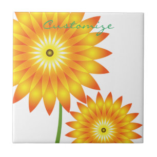 Two Sunflower Plant Thunder_Cove Ceramic Tile