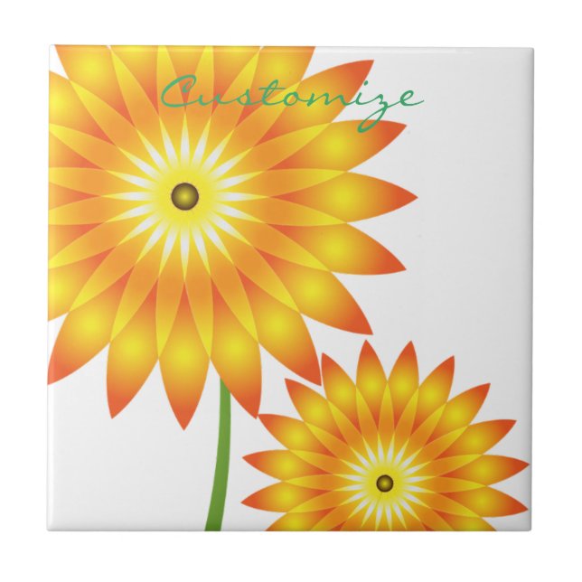 Two Sunflower Plant Thunder_Cove Ceramic Tile (Front)