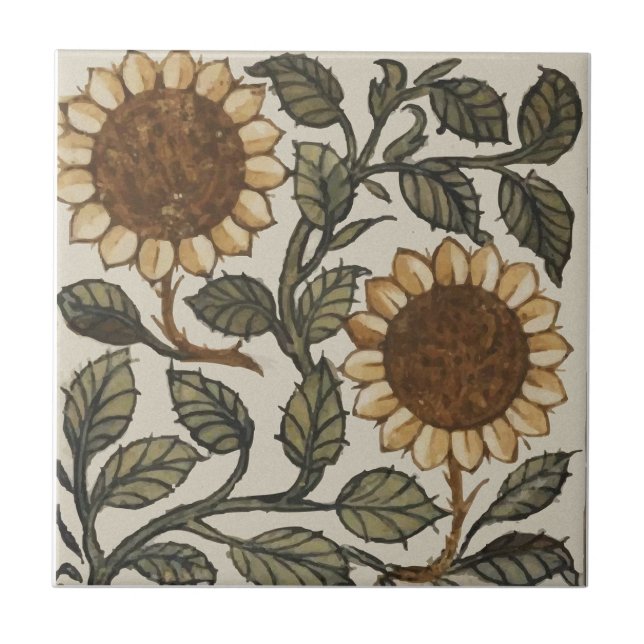 Two Sunflowers Ceramic Tile (Front)