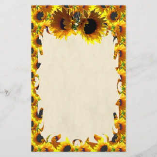 Two Sunflowers Flame Stationery