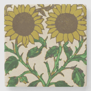 Two Sunflowers Stone Coaster