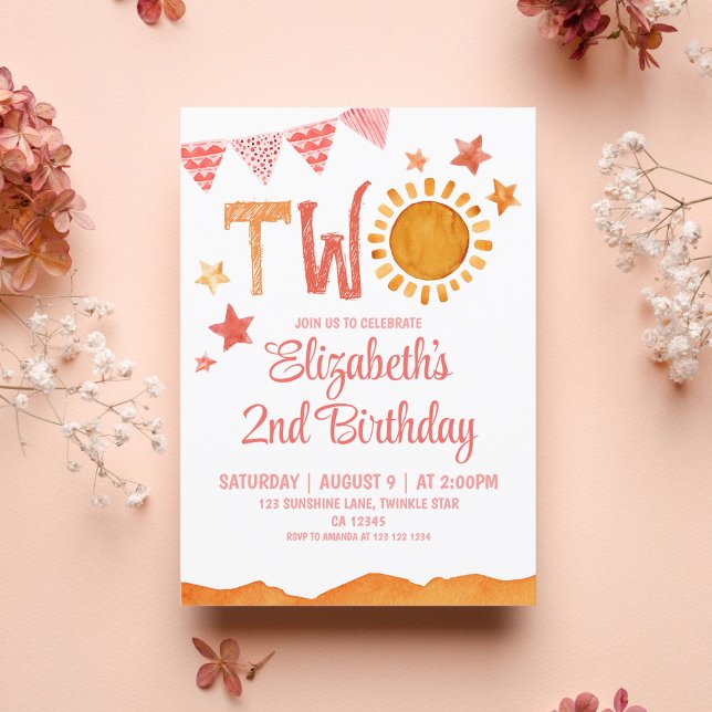 Two Sunshine 2nd Birthday  Invitation (Creator Uploaded)
