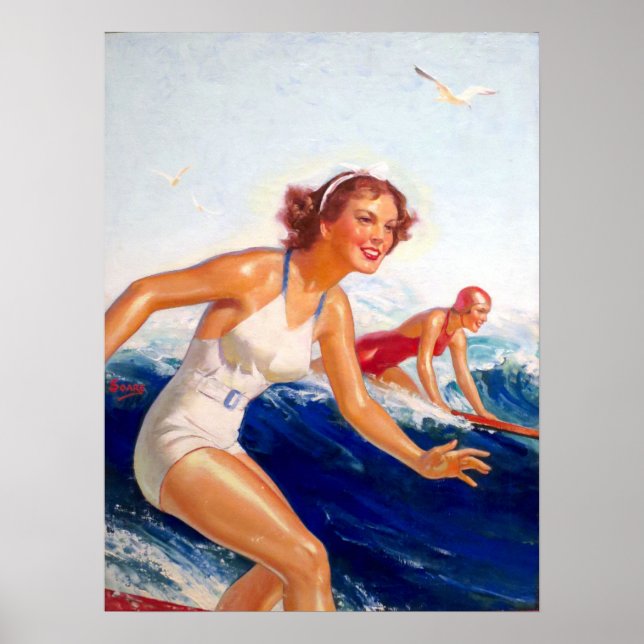 Two Surfer Girls by William Fulton Soare Poster (Front)