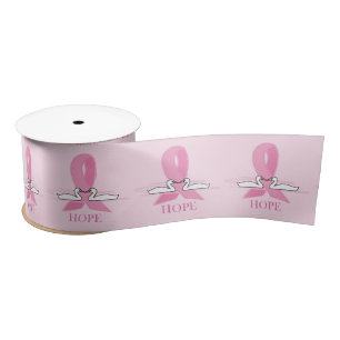 Two Swans of Hope: Breast Cancer Awareness 3 Inch Satin Ribbon