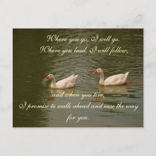 Two Swans on a Lake - Marriage Vows Postcard