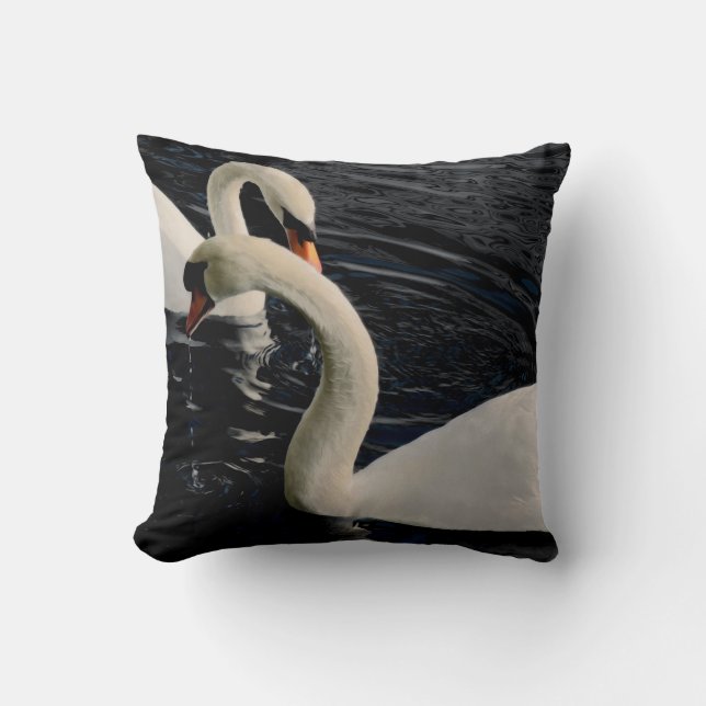 Two Swans on Lake Cushion (Front)