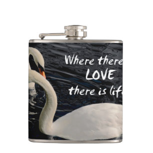 Two Swans on Lake Hip Flask