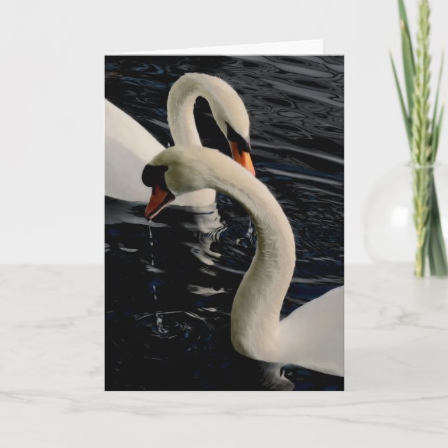 Two Swans on Lake Holiday Card (Front)