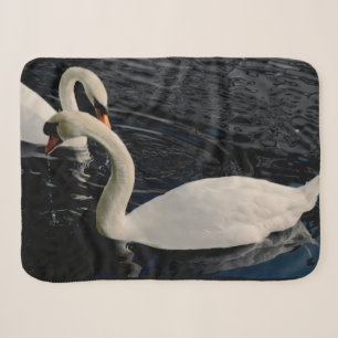 Two Swans on Lake Sherpa Blanket