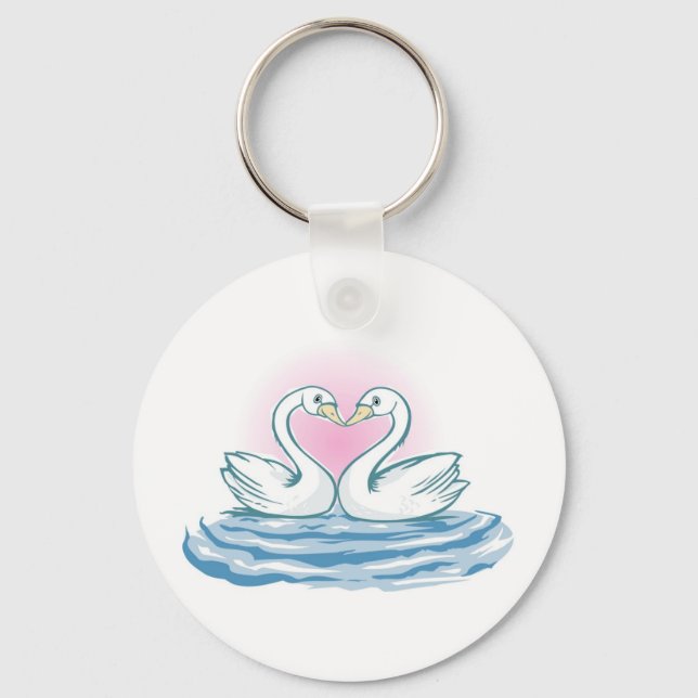 Two  Swans Swimming Key Ring (Front)