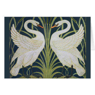 Two Swans Vintage Nouveau Birds