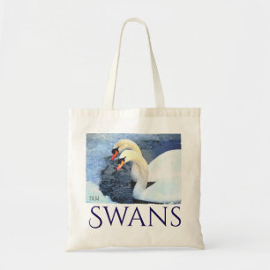 Two Swans/ Watercolor Look/ Wildlife Art Tote Bag