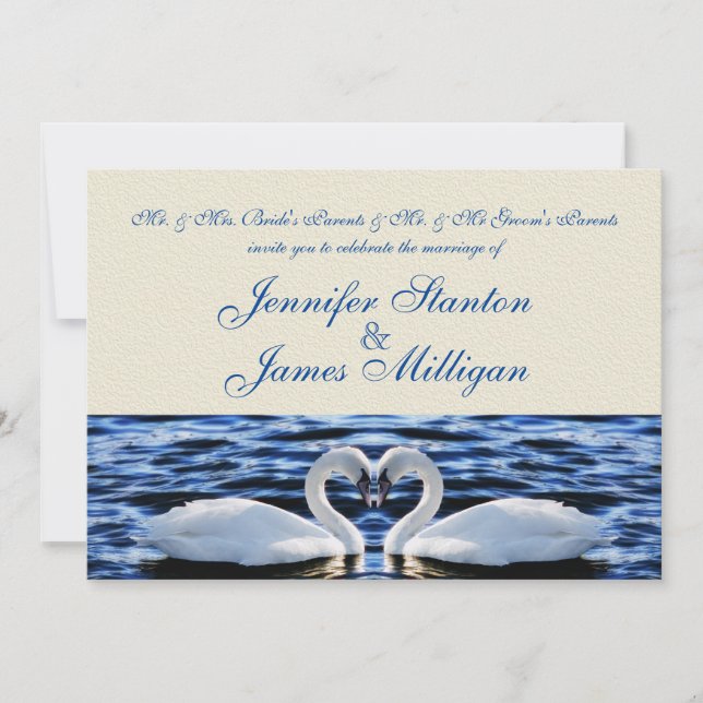Two swans wedding invitation (Front)