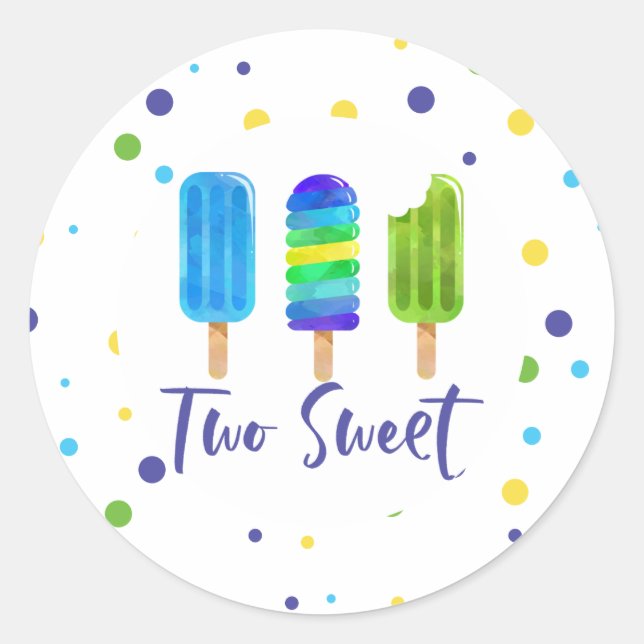 Two Sweet 2nd Birthday blue green Classic Round Sticker (Front)