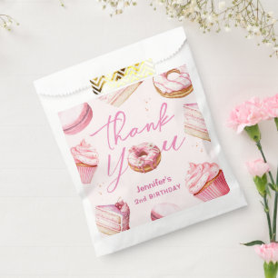 TWO Sweet 2nd Birthday Girls Pink Doughnut Party Favour Bag