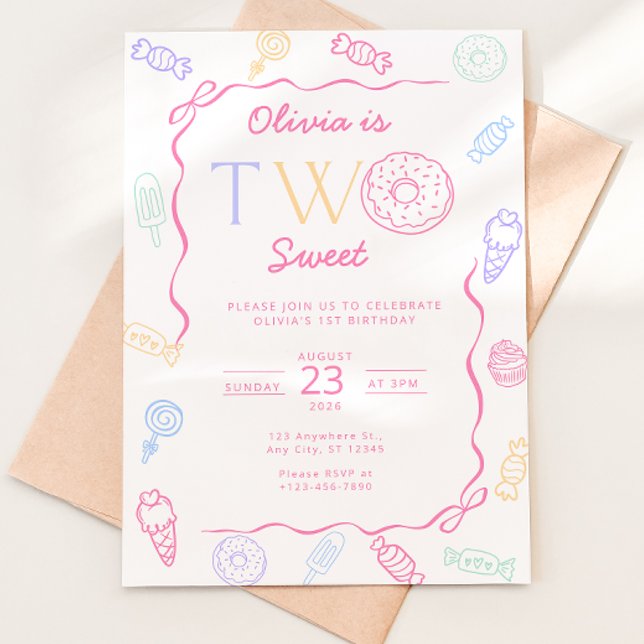 Two Sweet 2nd Birthday Invitation Candy Land  (Creator Uploaded)