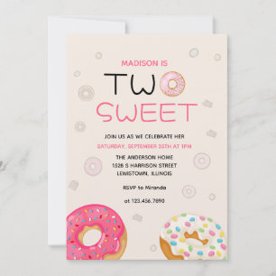 Two Sweet 2nd Birthday Party Invitation