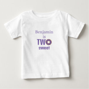 Two Sweet 2nd Birthday Purple Doughnut Baby T-Shirt