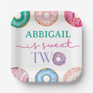 Two Sweet 2nd Doughnut Theme Birthday  Paper Plate
