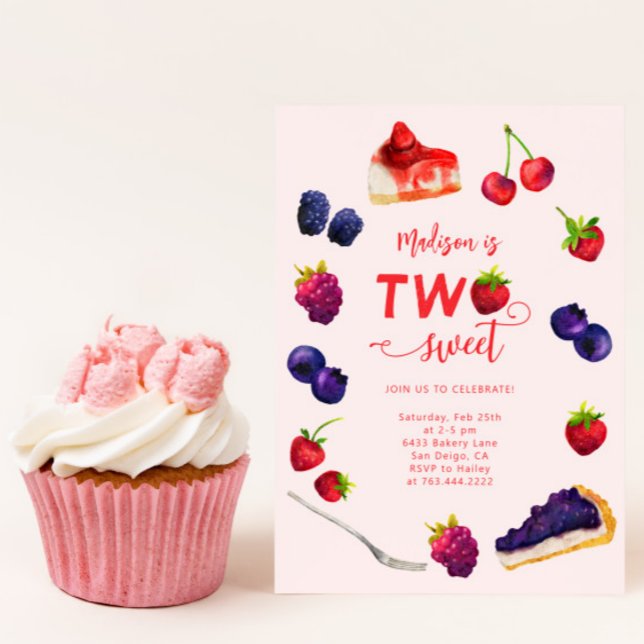 Two Sweet Berries and Cakes Birthday Invitation (Creator Uploaded)