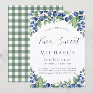 Two Sweet Berry Blueberry 2nd Birthday Boy Invite