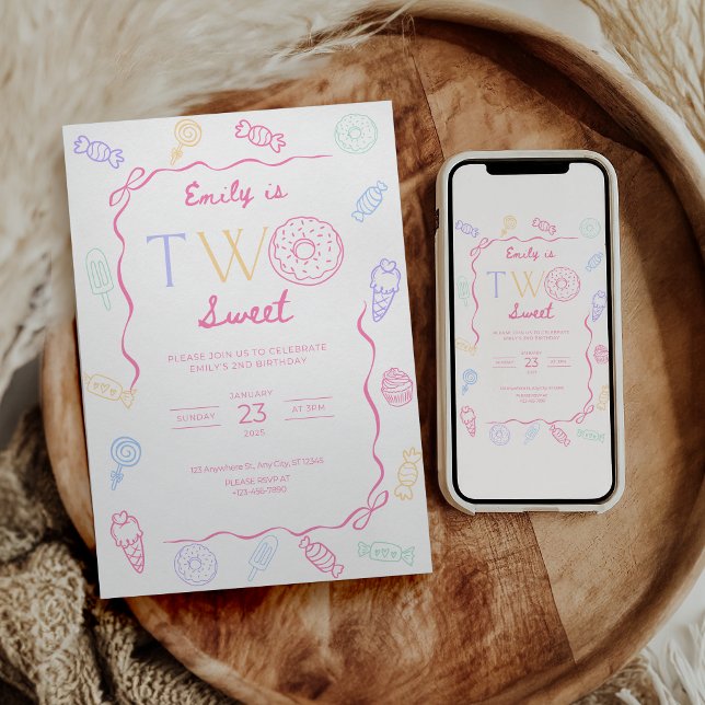 Two Sweet Birthday Invitation Sweet 2nd Birthday  (Creator Uploaded)